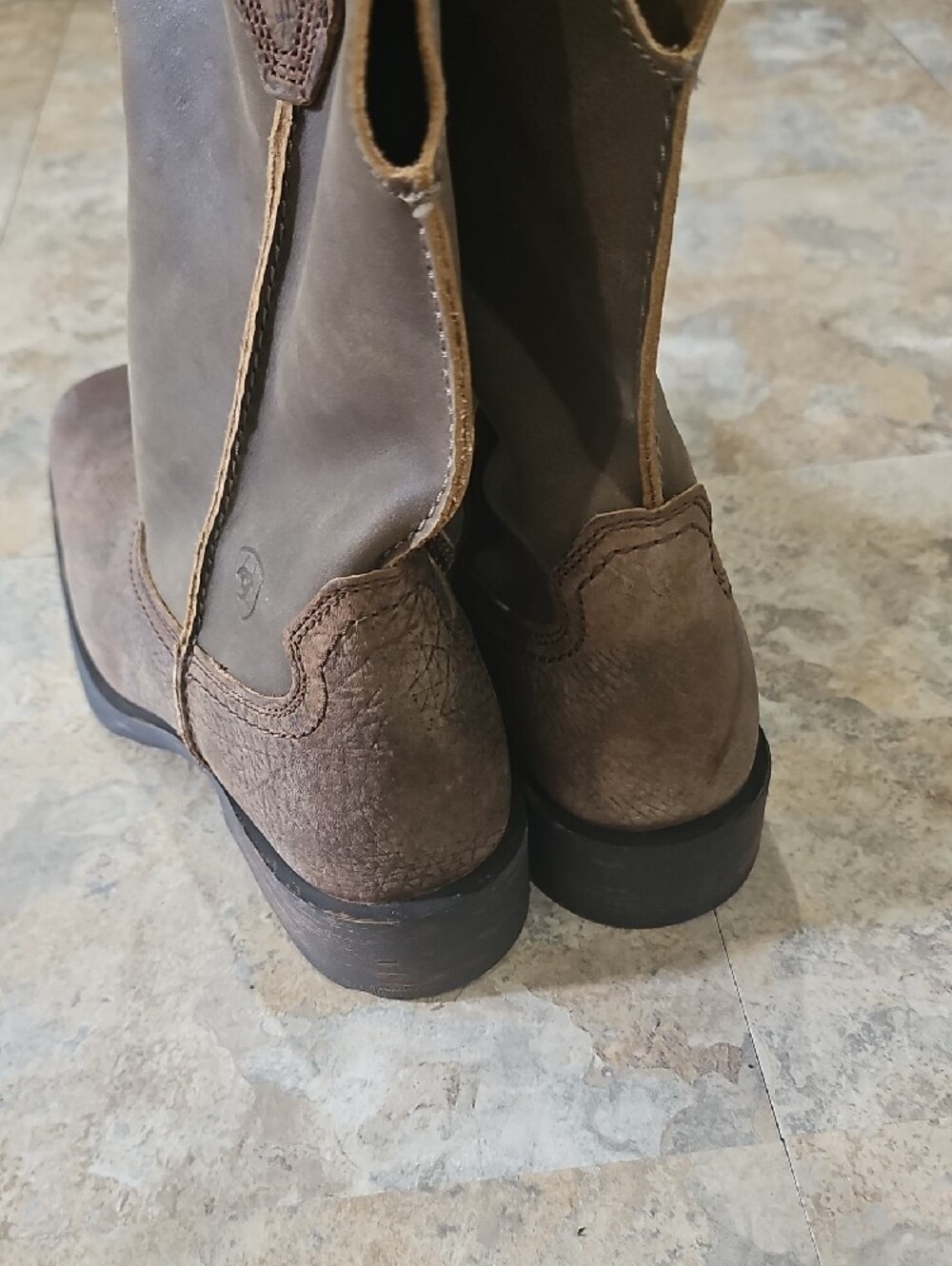 Ariat Brown Leather Mens Two-Tone Pull-On Western Boots - Picture 13 of 16